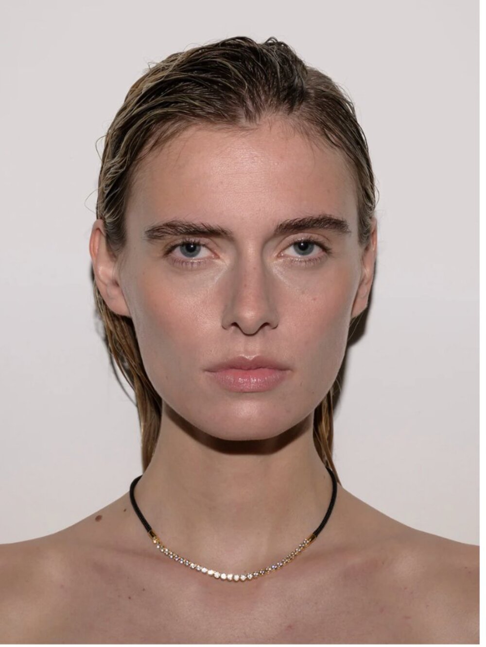 Dorsey - James Bezel Noir Paracord Necklace, Gold, Lab White Sapphire -Orig $395
